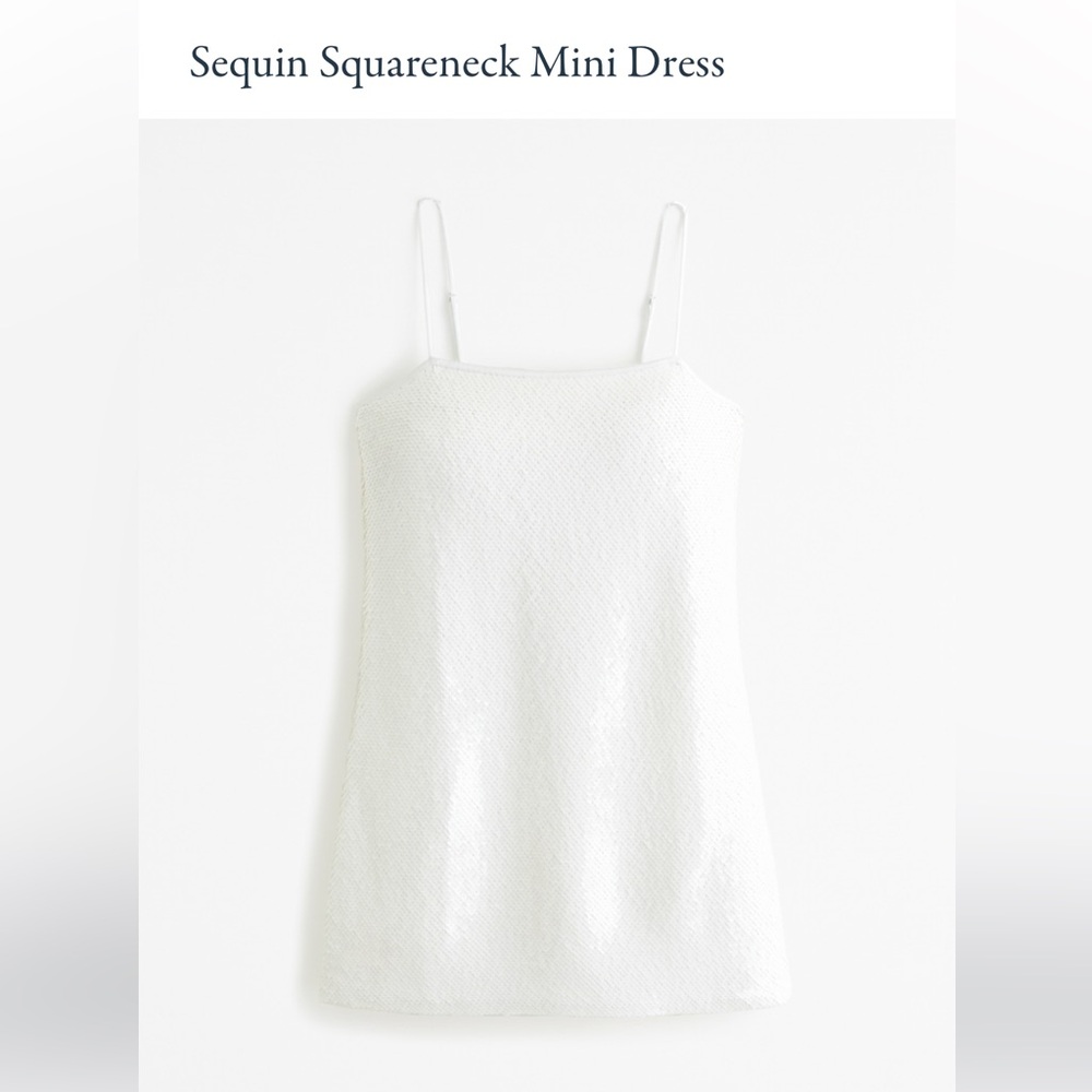 Squareneck Mini Dress Sequin White Abercrombie A&F